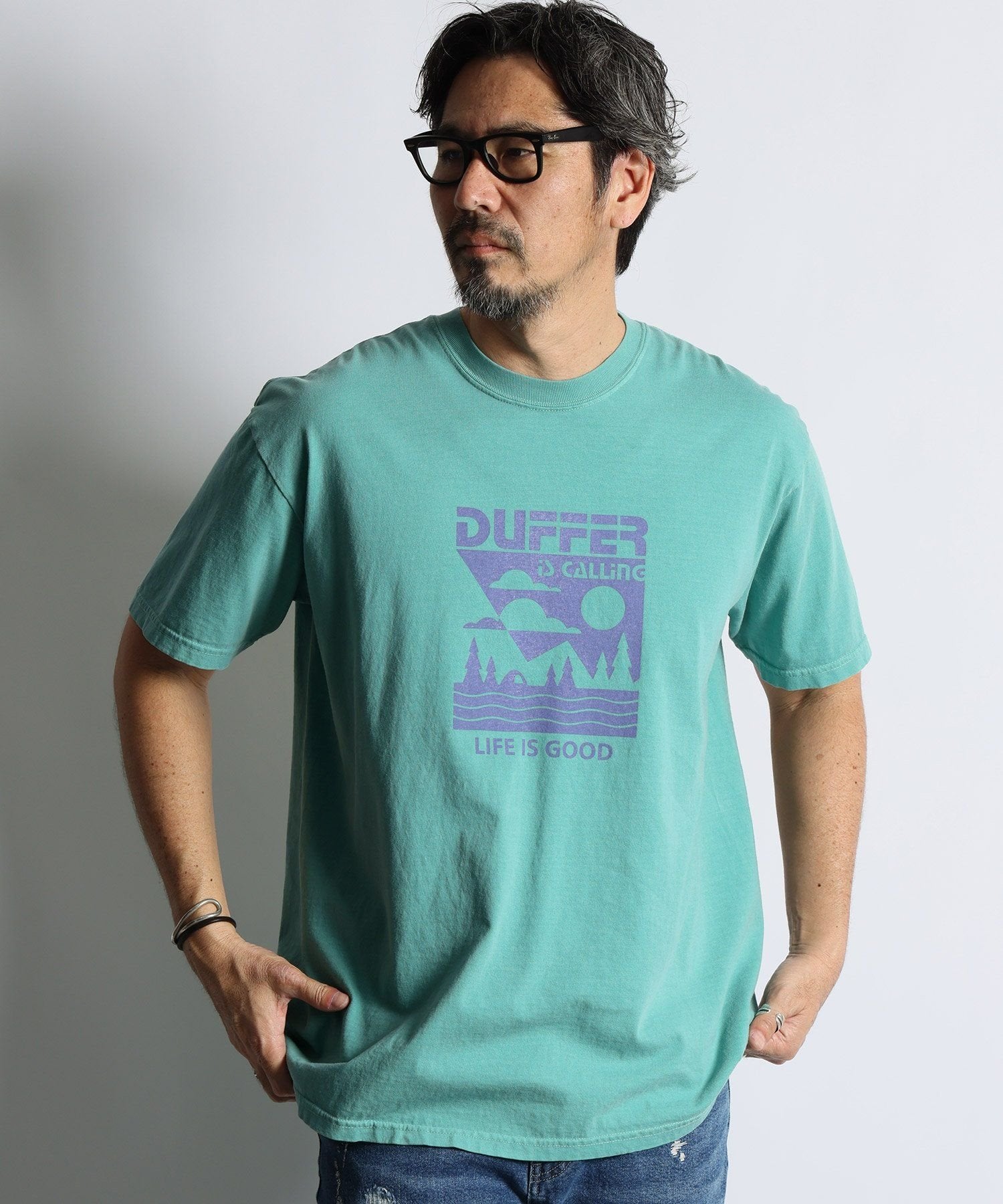 ピグメントダイ グラフィックTシャツ