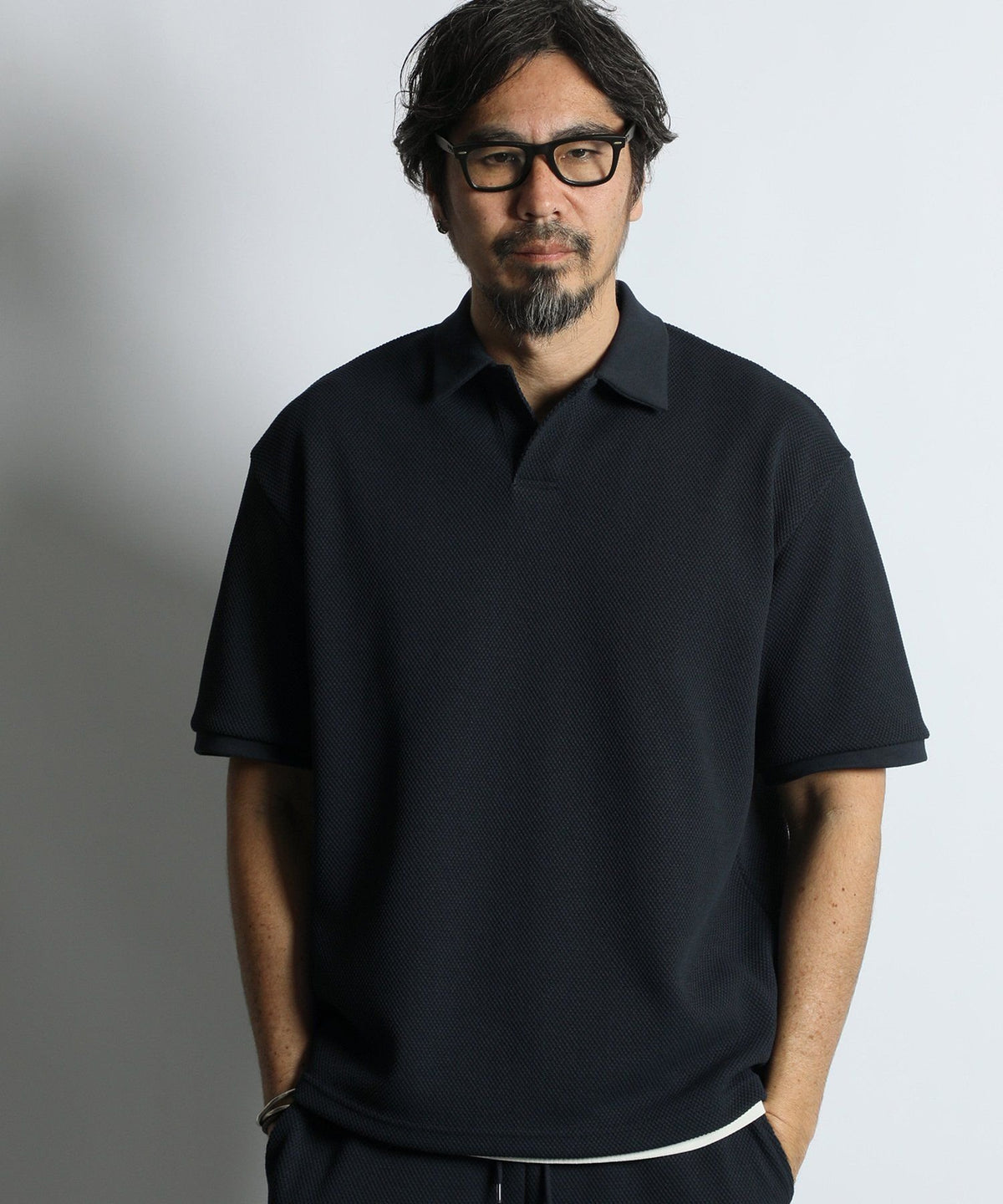 セットアップ対応 機能素材「エアフレックス」鹿の子スキッパーポロ