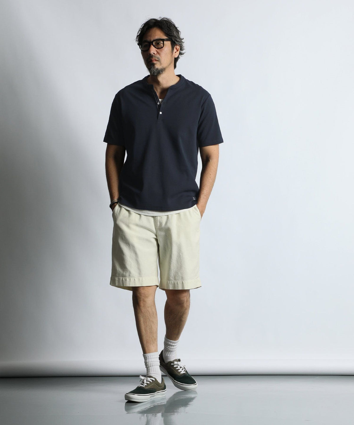 吸水速乾・防シワ クールファイバー Vネック オープンカラー スキッパーTシャツ