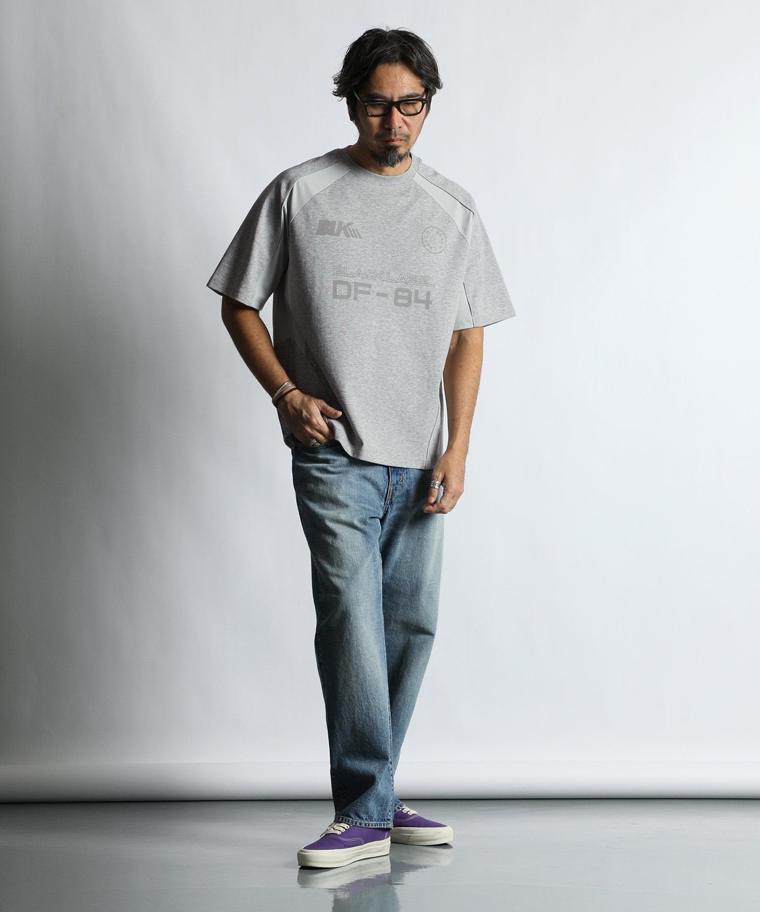 〔BLACK LABEL〕:ソロナポンチ メッシュパネル ゲームTEE