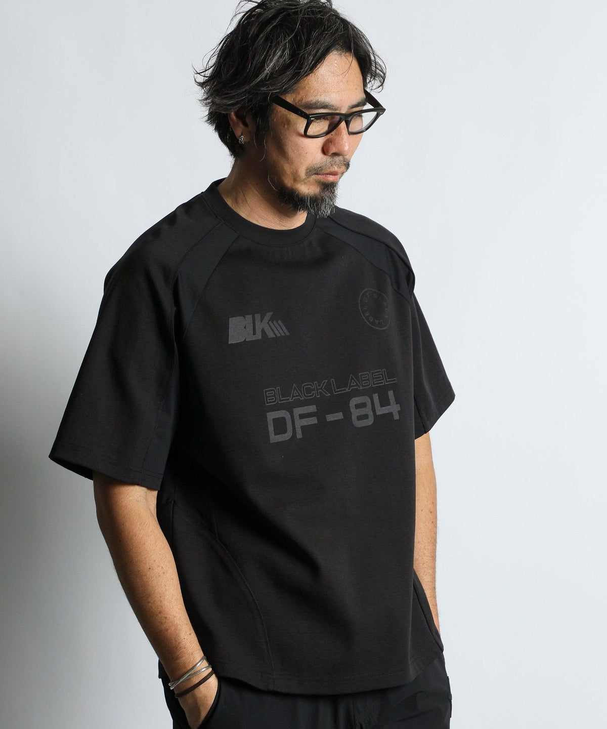 〔BLACK LABEL〕:ソロナポンチ メッシュパネル ゲームTEE