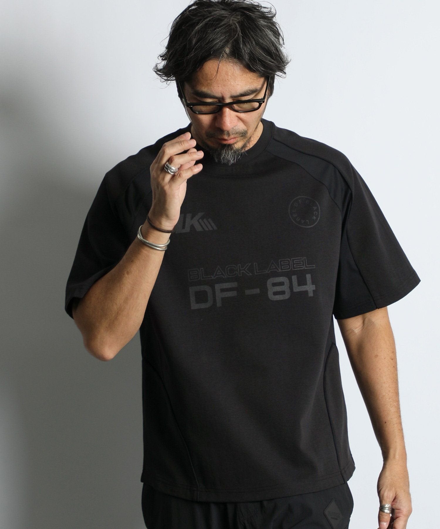 〔BLACK LABEL〕:ソロナポンチ メッシュパネル ゲームTEE