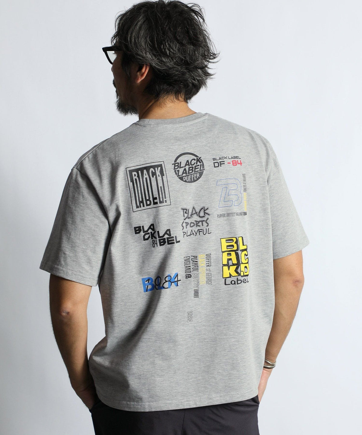 〔BLACK LABEL〕:CVC天竺 速乾 90sロゴTEE