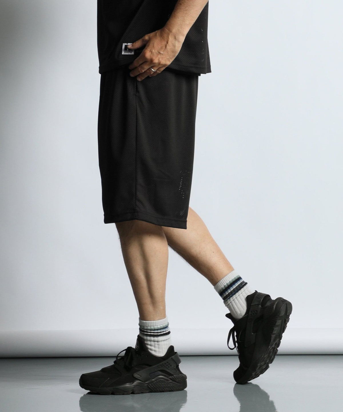 〔BLACK LABEL〕:セットアップ対応 ラッセルアスレティック別注 メッシュショーツ