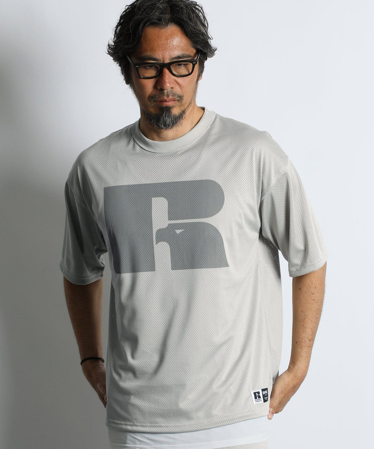 〔BLACK LABEL〕:セットアップ対応 ラッセルアスレティック別注 メッシュTシャツ