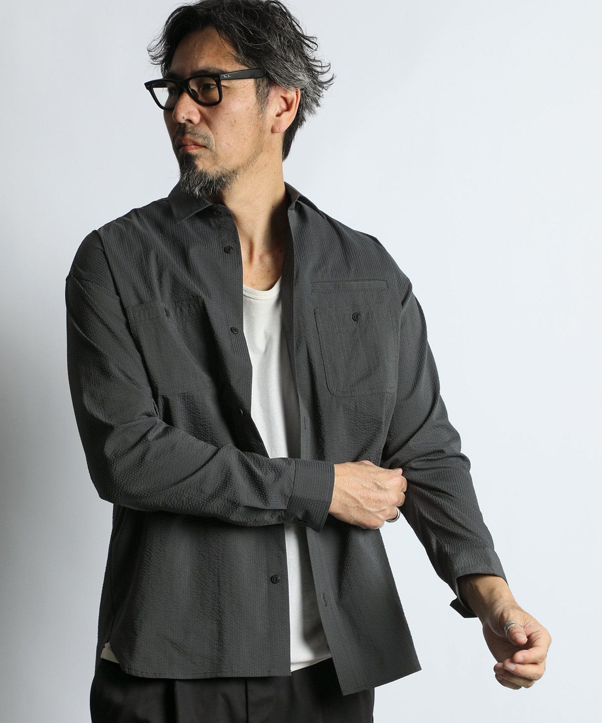 Set-up compatible Coolmax seersucker work shirt