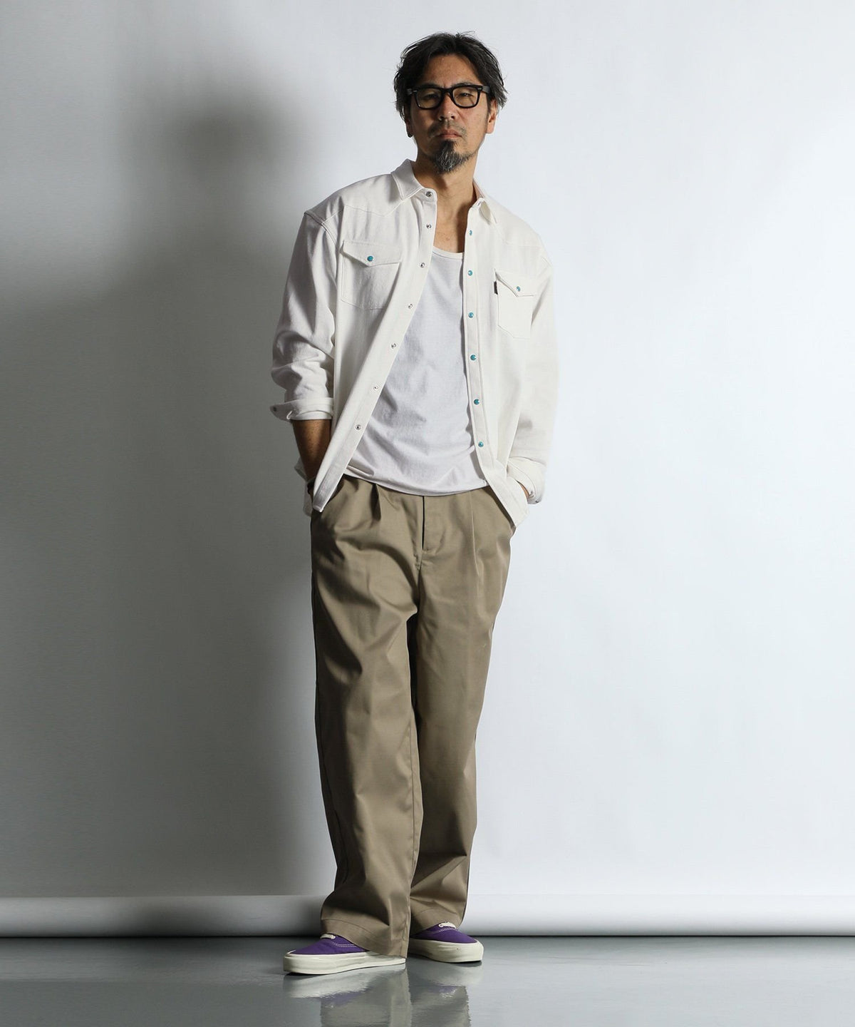 DICKIES × DUFFER ワンタック ワイドテーパードパンツ