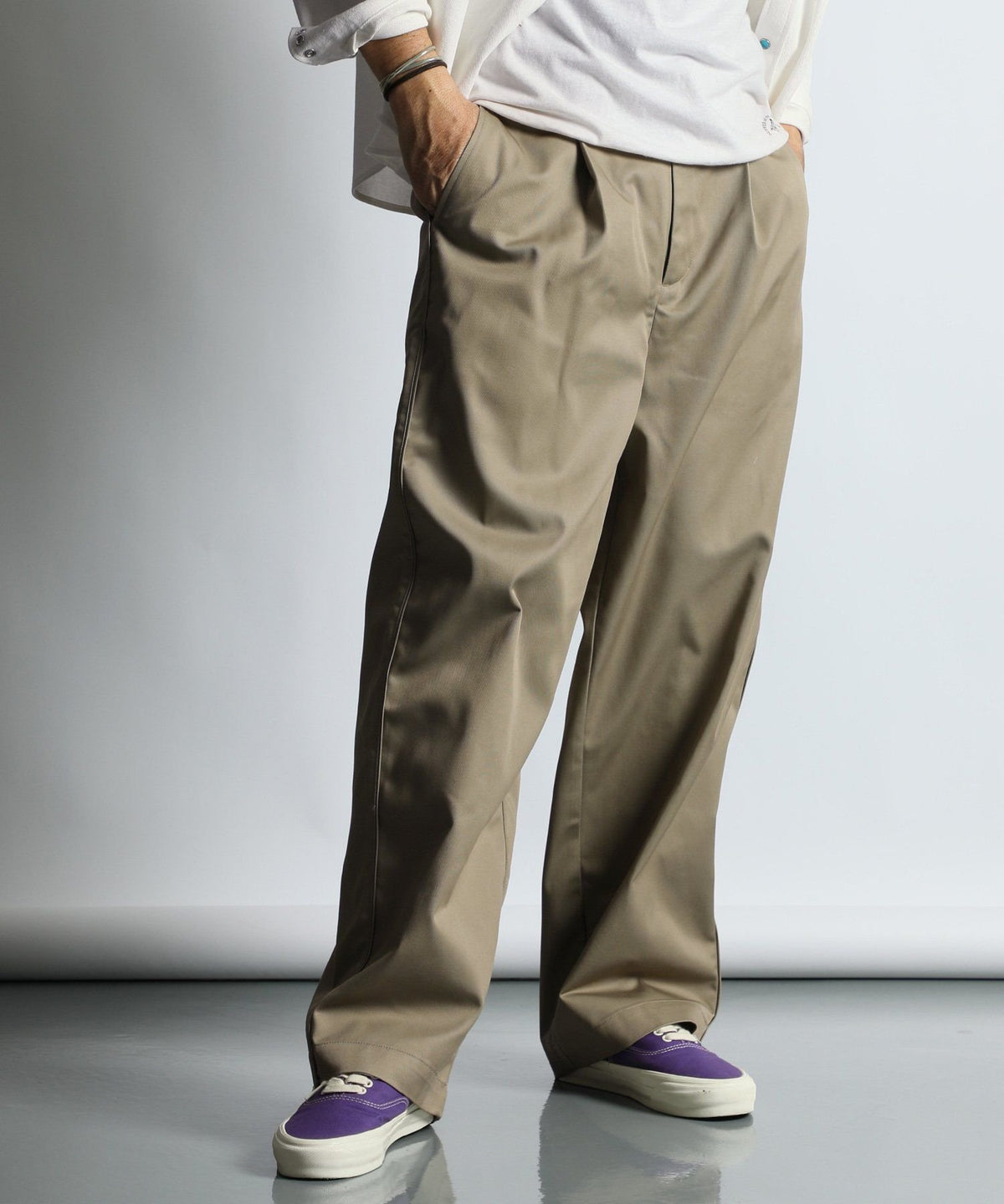 DICKIES × DUFFER ワンタック ワイドテーパードパンツ