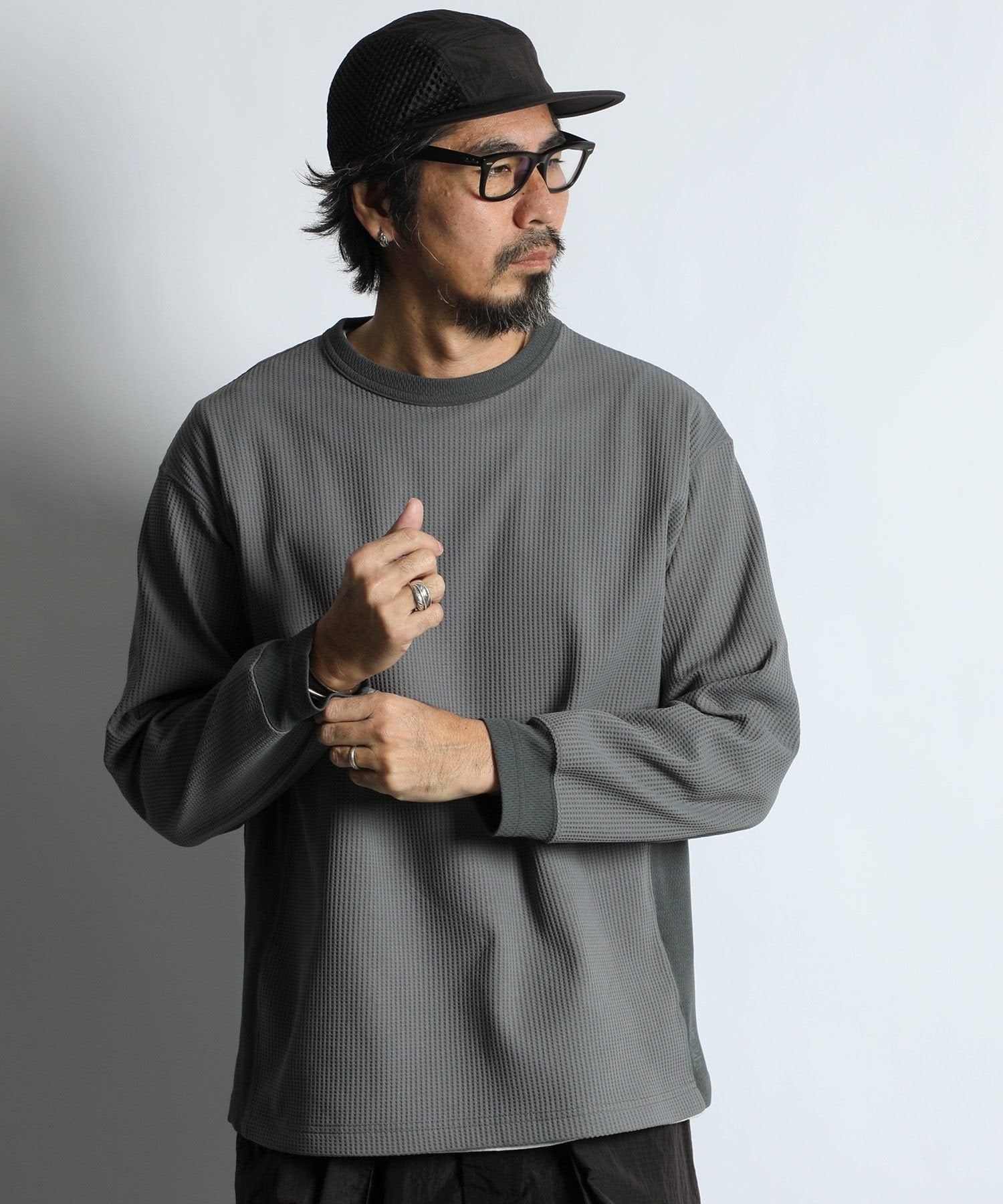 吸水速乾 ワッフル ロンTEE