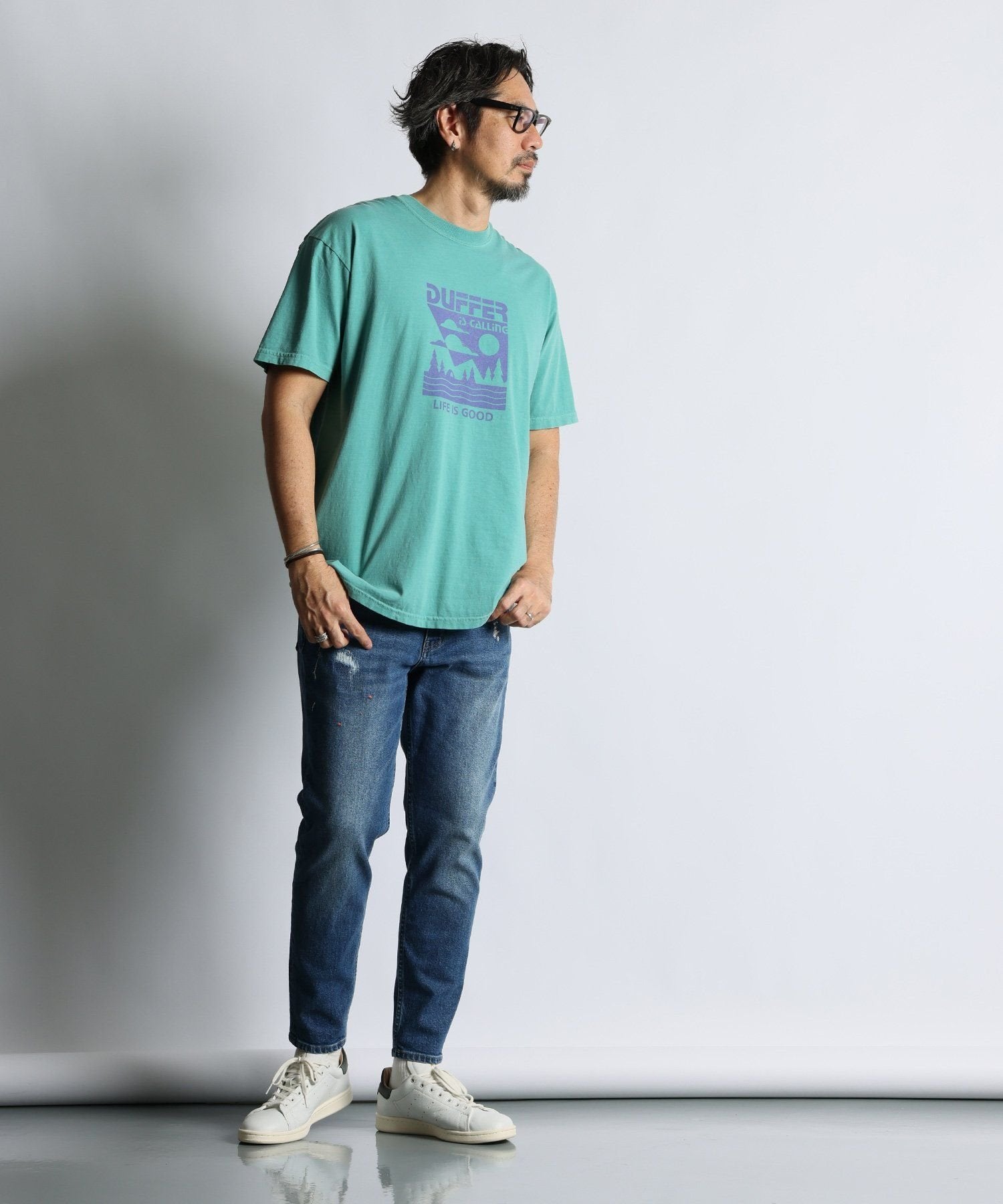 ピグメントダイ グラフィックTシャツ