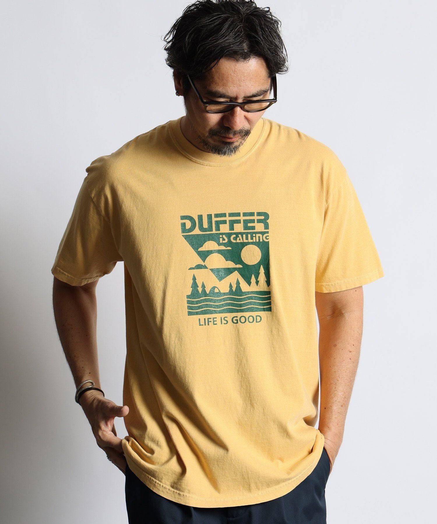ピグメントダイ グラフィックTシャツ