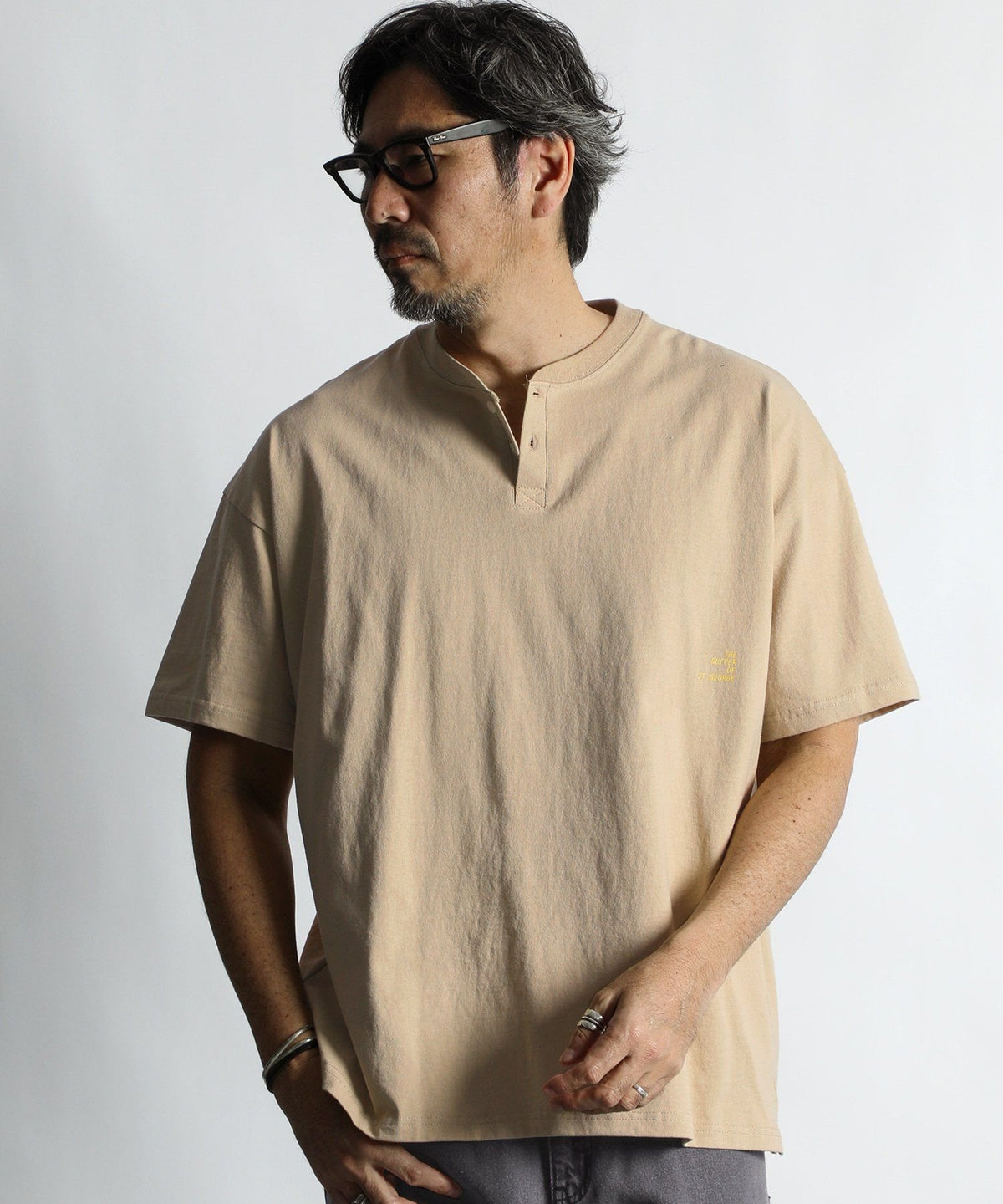 セットアップ対応 ヘビーウェイト ヘンリーネックTEE
