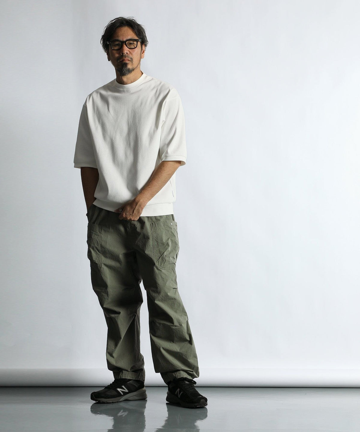 高収縮機能素材「エアフレックス」5分袖 ハニカム リラックスTEE【WEB限定アイテム】