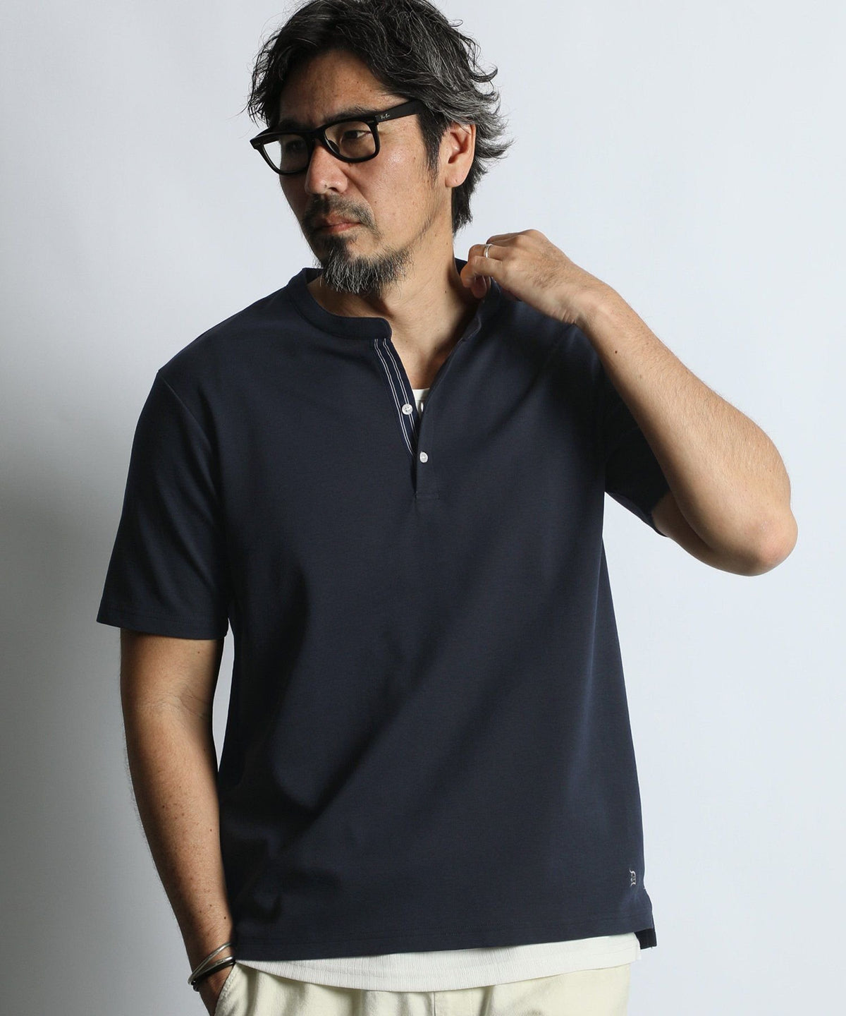吸水速乾・防シワ クールファイバー Vネック オープンカラー スキッパーTシャツ