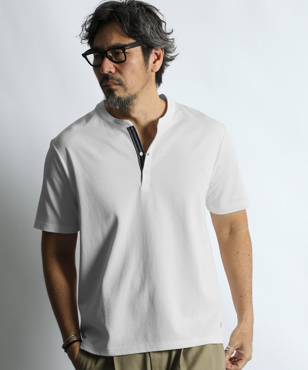 吸水速乾・防シワ クールファイバー Vネック オープンカラー スキッパーTシャツ