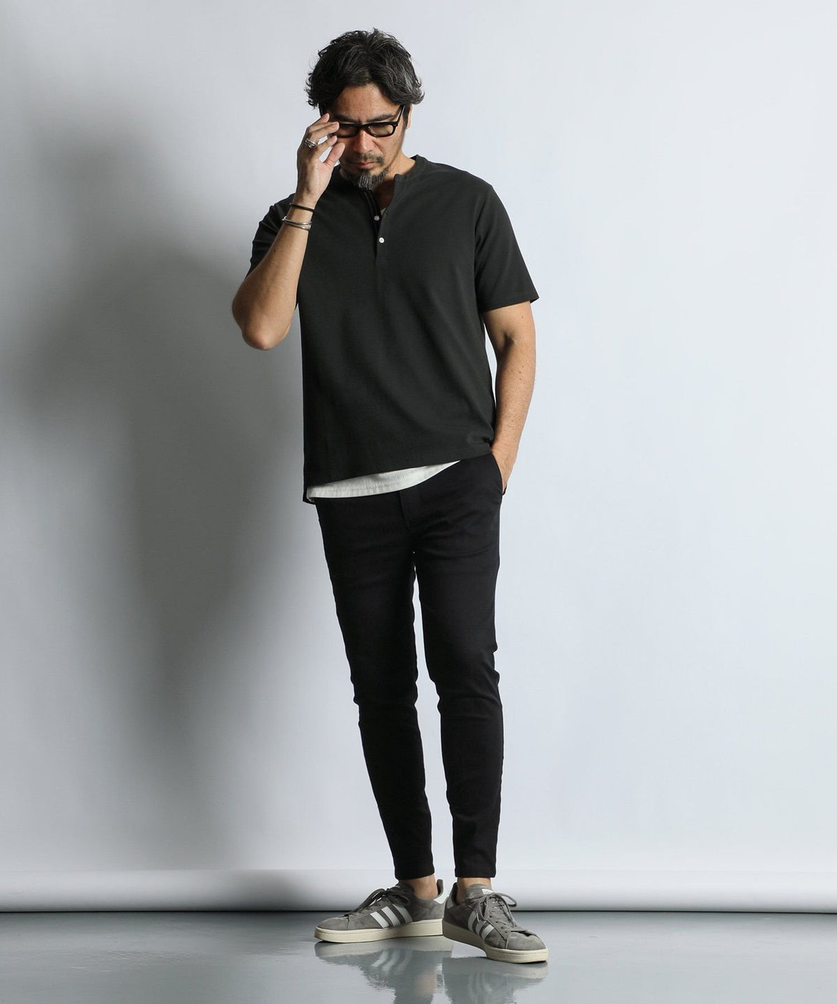 吸水速乾・防シワ クールファイバー Vネック オープンカラー スキッパーTシャツ