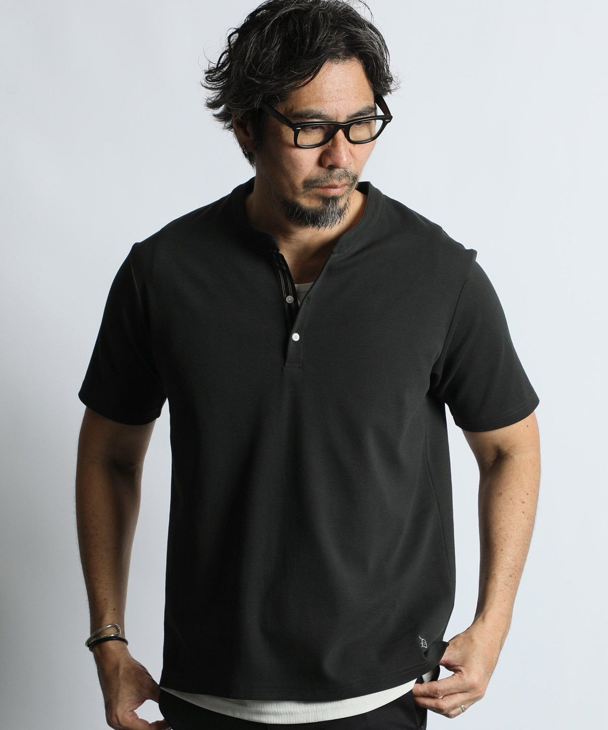 吸水速乾・防シワ クールファイバー Vネック オープンカラー スキッパーTシャツ