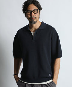 mesh knit skipper polo