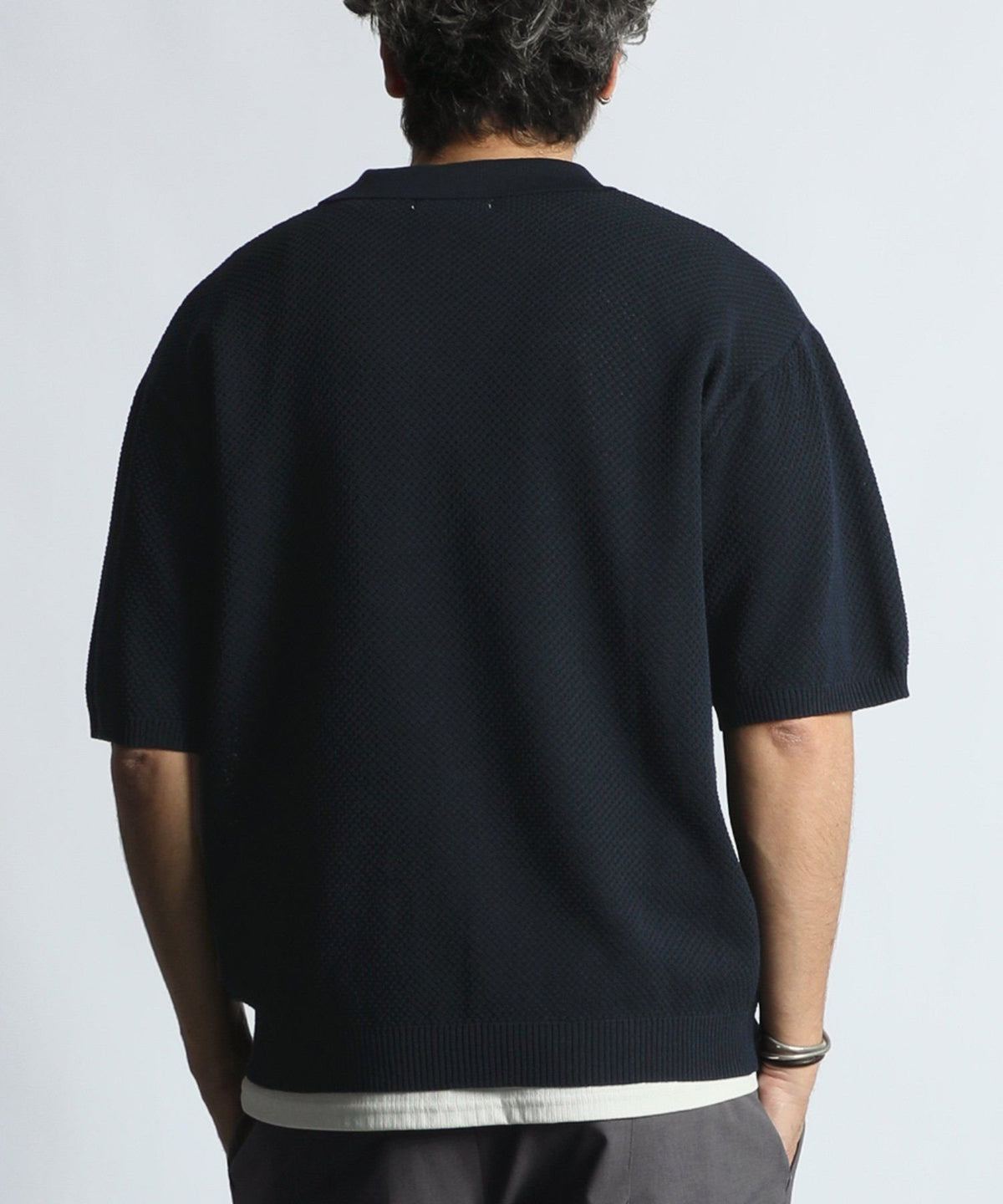 mesh knit skipper polo
