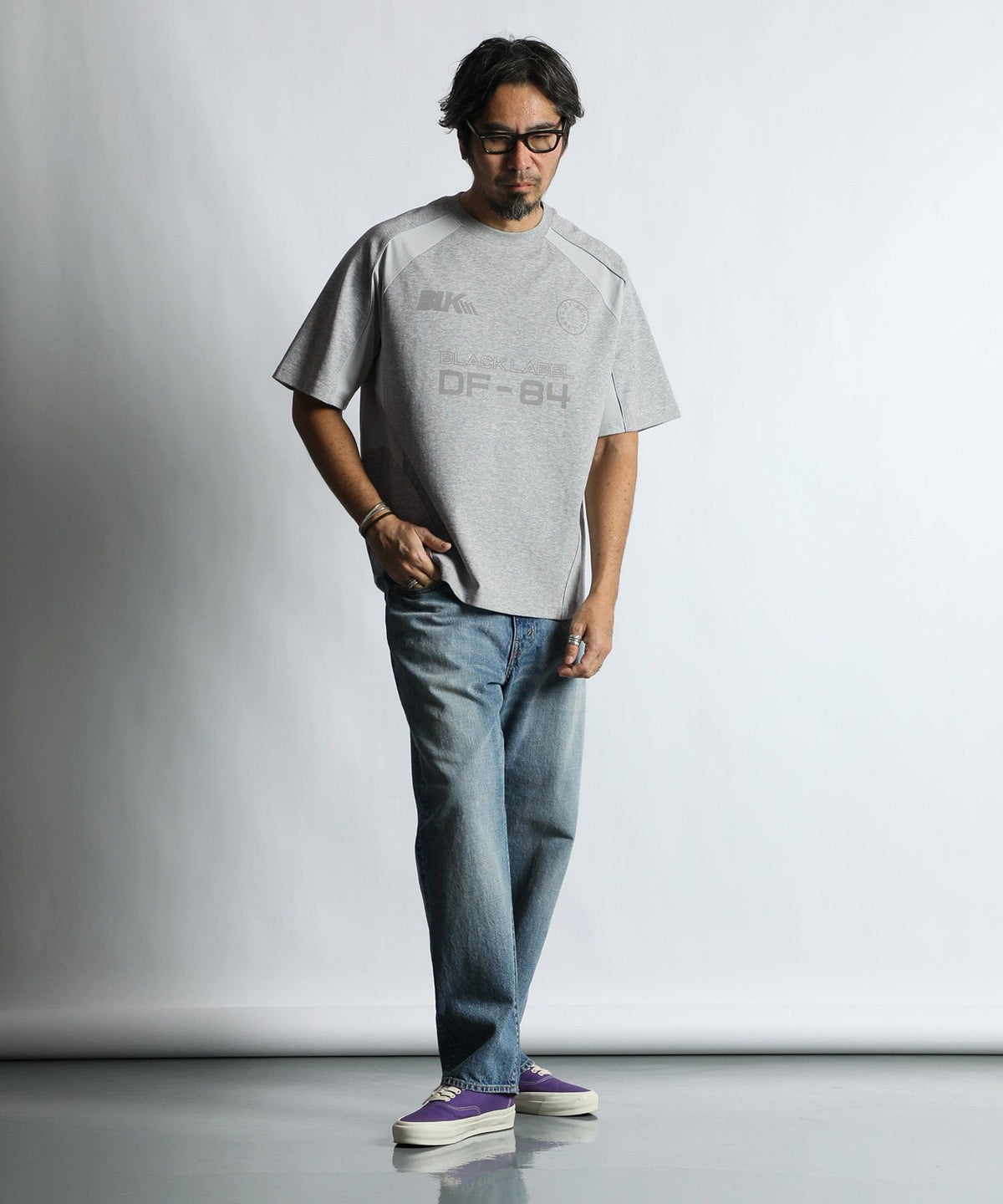 〔BLACK LABEL〕：ソロナポンチ メッシュパネル ゲームTEE