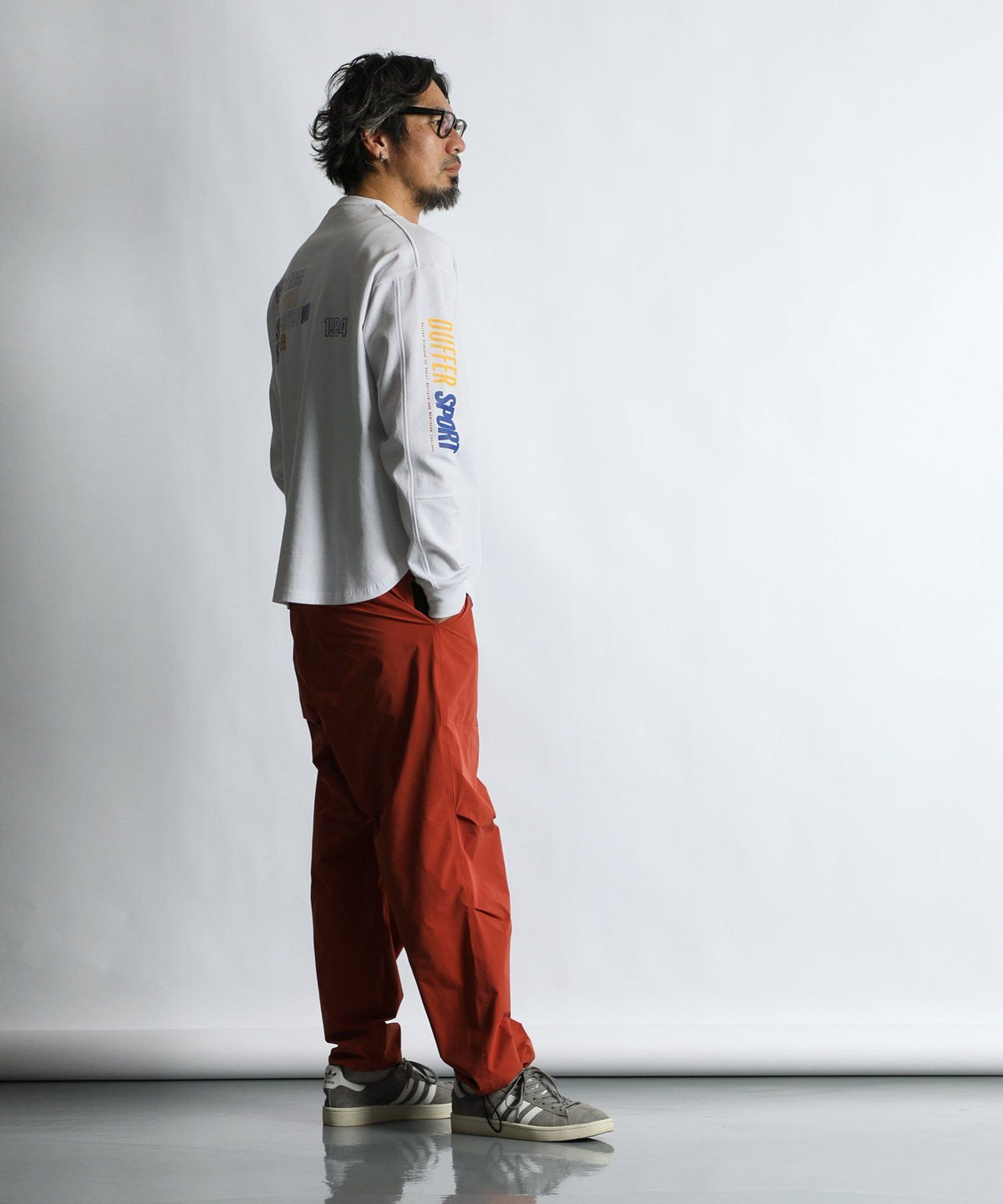 〔BLACK LABEL〕：ソロナポンチ プリント ロングスリーブTEE