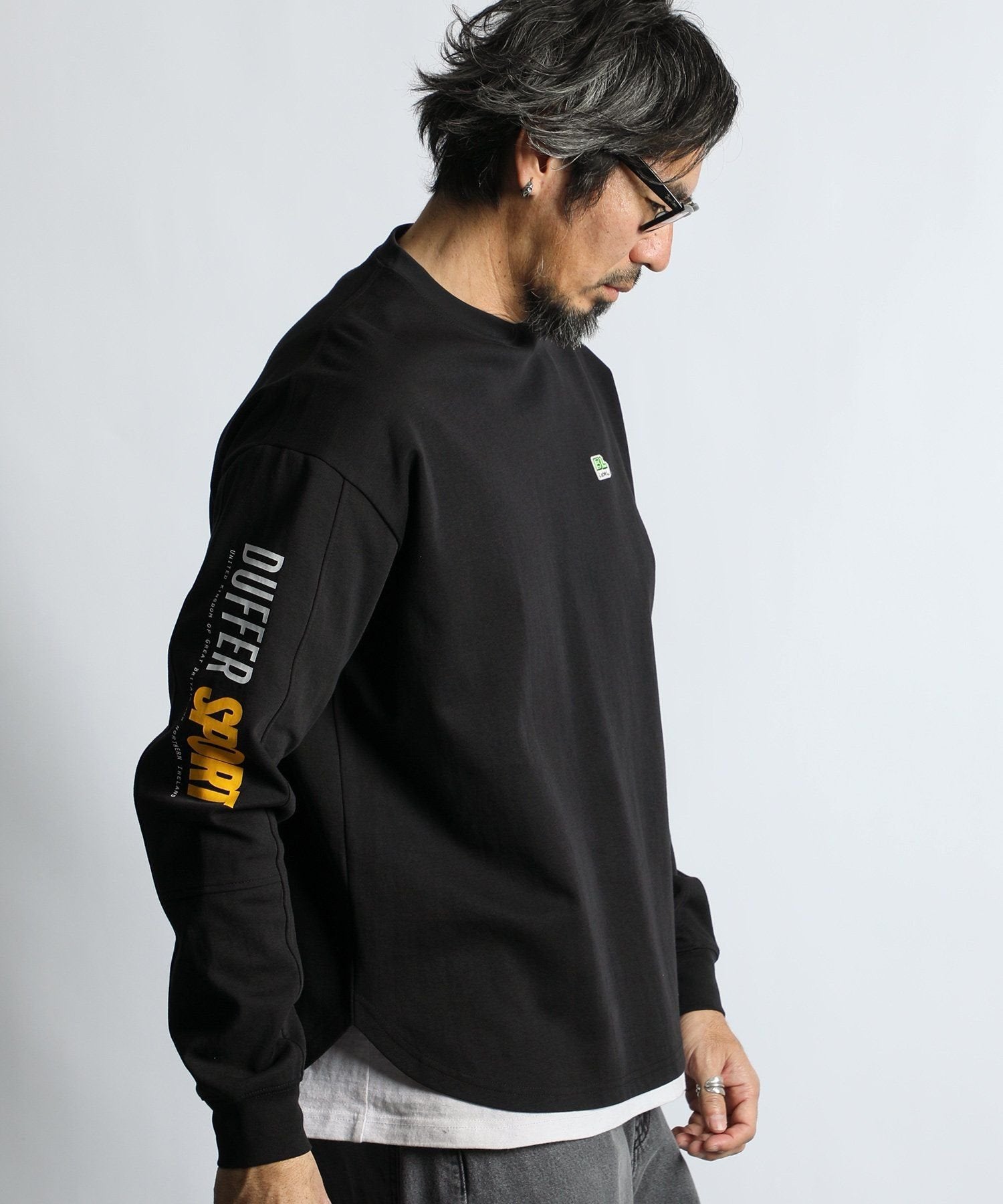 BLACK LABEL〕：ソロナポンチ プリント ロングスリーブTEE