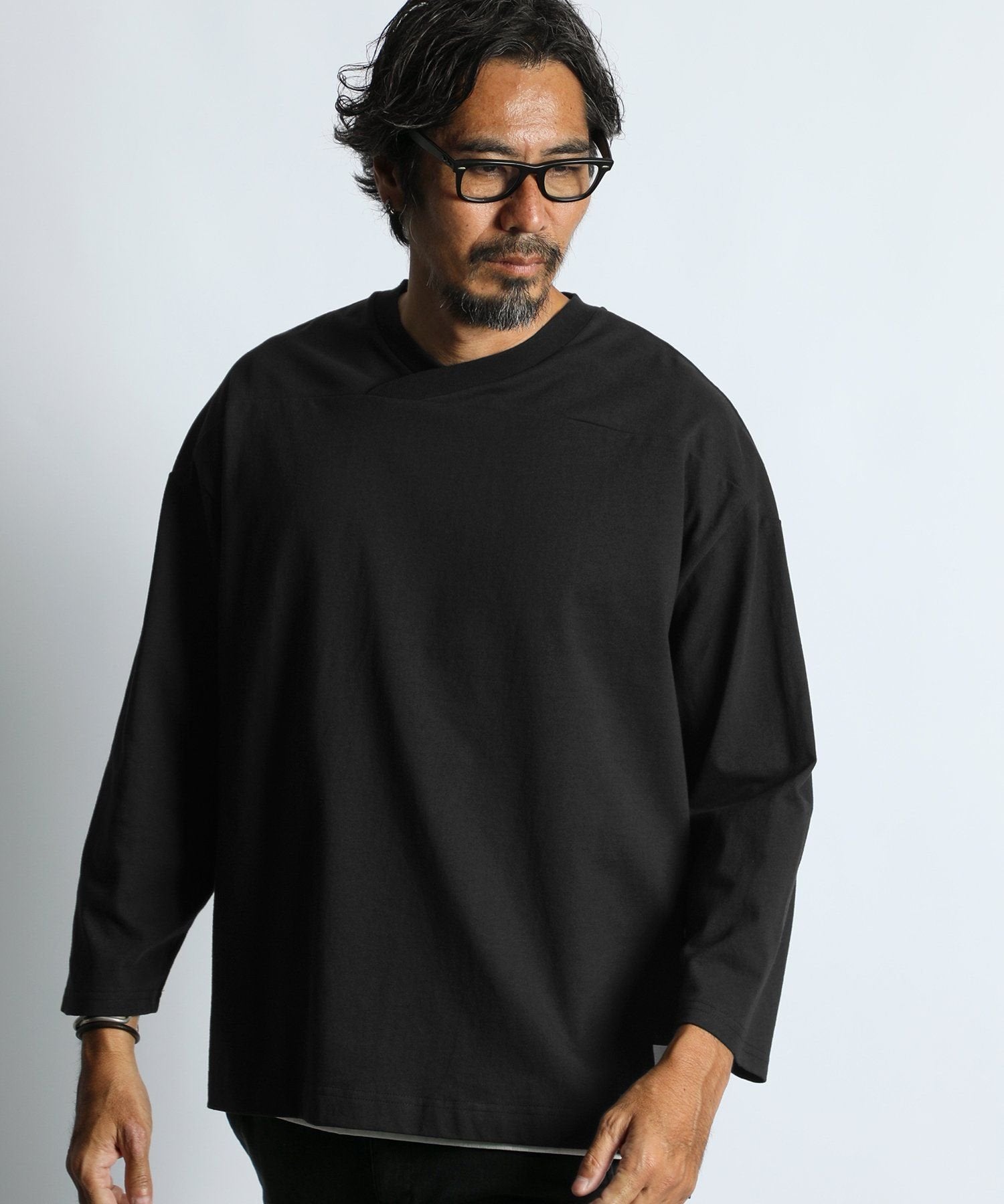 TENDERLOIN フットボールTシャツ ブラック L 8オンス ヘビーウェイト 7分袖 リラックス フットボールTシャツ【WEB