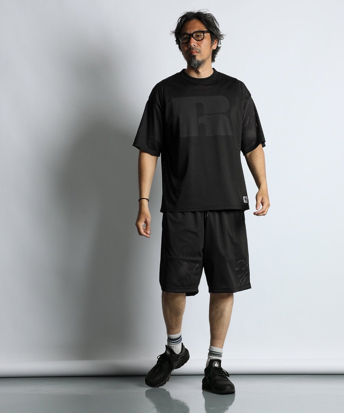 〔BLACK LABEL〕：セットアップ対応 ラッセルアスレティック別注 メッシュショーツ