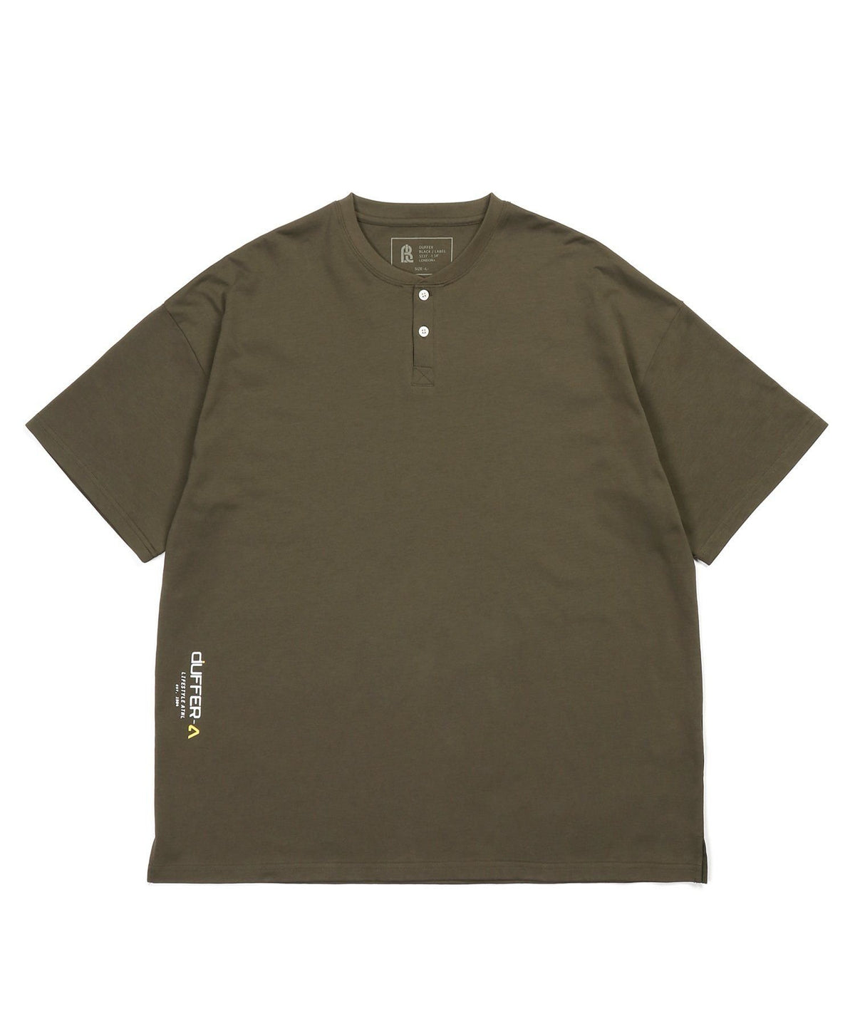 〔BLACK LABEL〕：オーバーサイズ ヘンリーネックTシャツ / 度詰め天竺