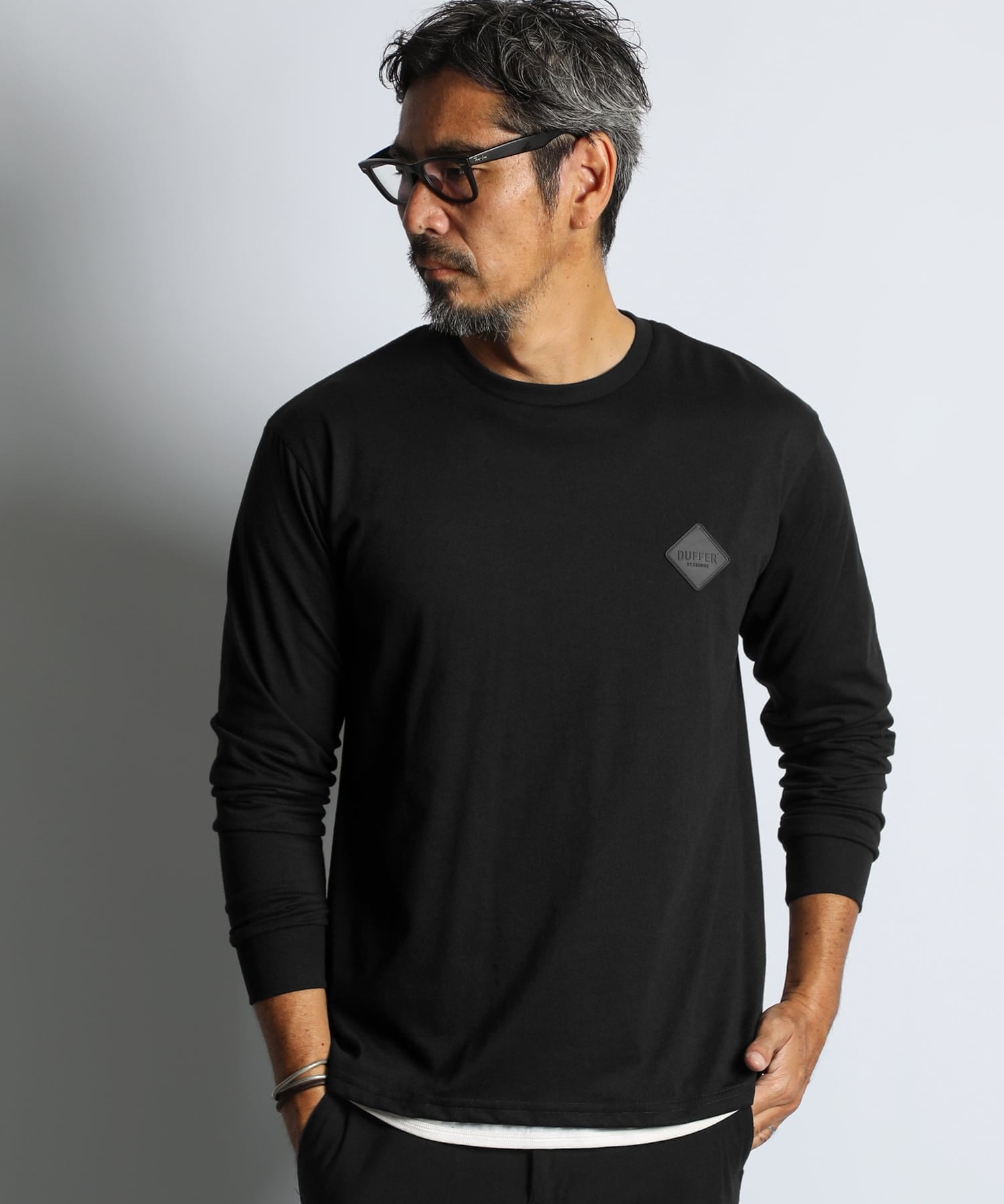 BLACK LABEL〕：速乾 コットンポリエステル天竺 ベーシック長袖Tシャツ