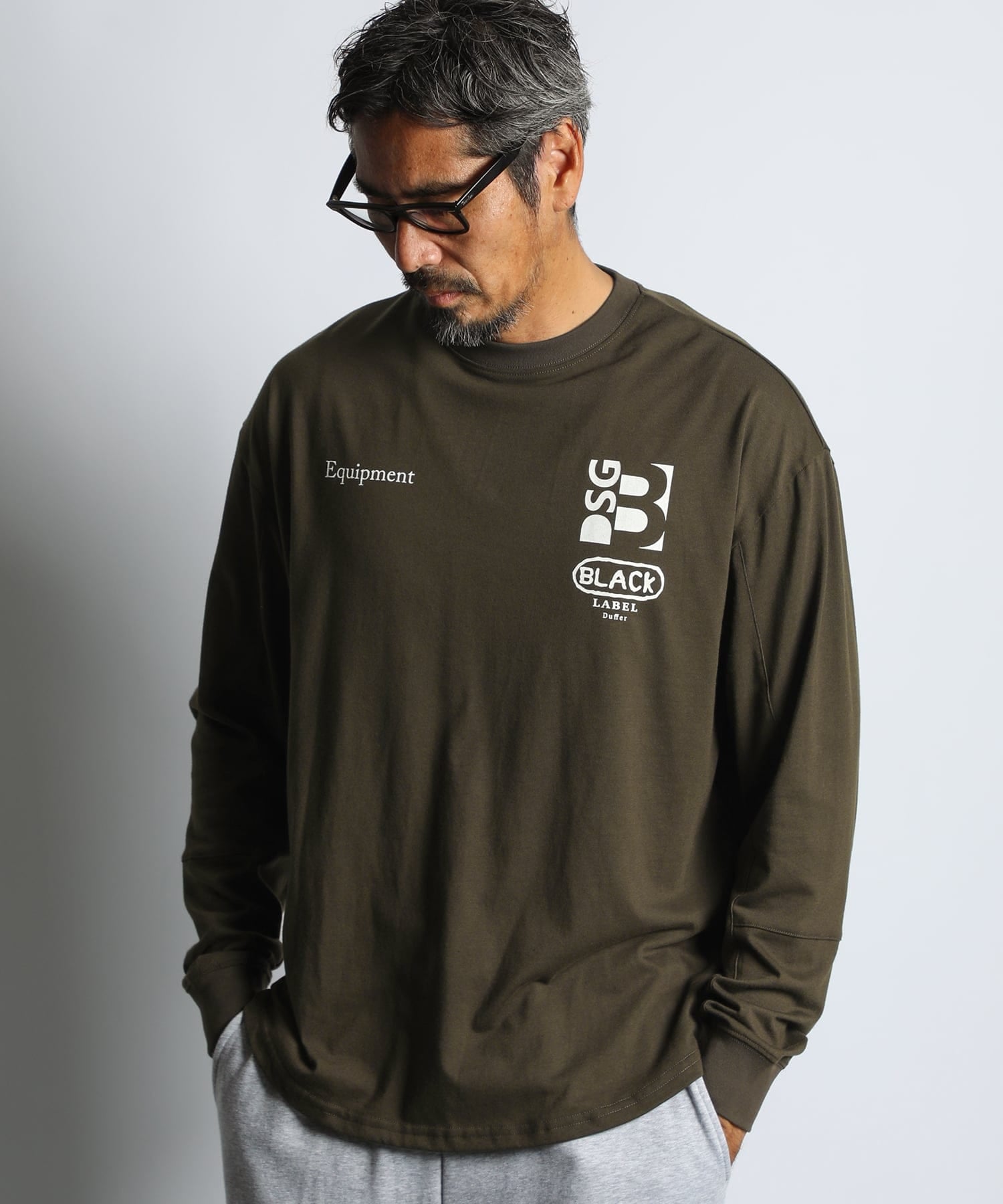 ラウンドヘムロゴカットソー　クールカレアン BLACK LABEL〕：吸湿速乾 T/C天竺 ラウンドヘム ロンT