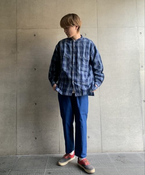 ＜INDIGO LABEL L/C CHECK BAND COLLAR SHIRT＞