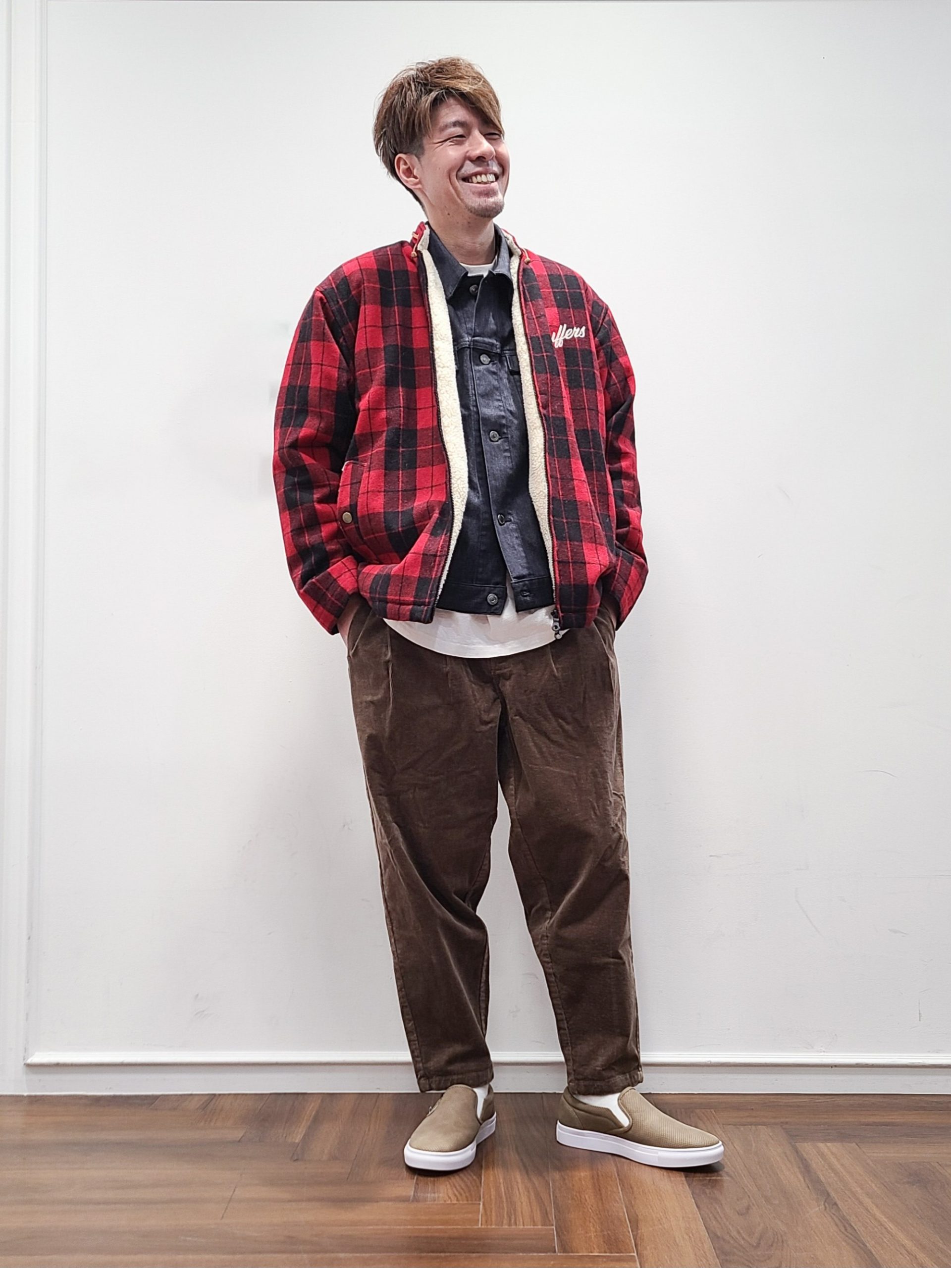 24AW】バッファローチェック ボアアウターコーデ【RED】 – The 24AW】バッファローチェック ボアアウターコーデ【RED】 – The