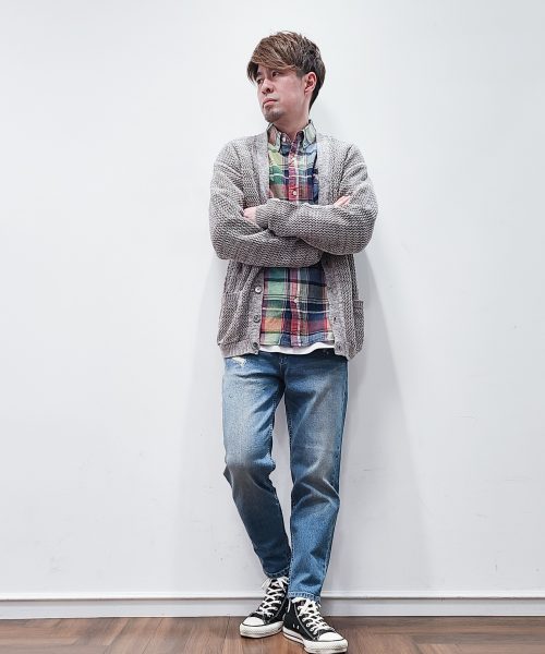 【25SS】メッシュカーデ×チェックシャツコーデ【INDIGOLABEL】