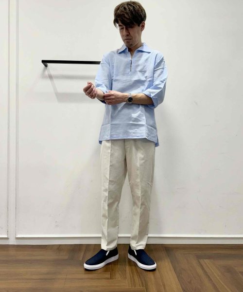 【25SS】定番人気スキッパーシャツ新色コーデ【BLUE】