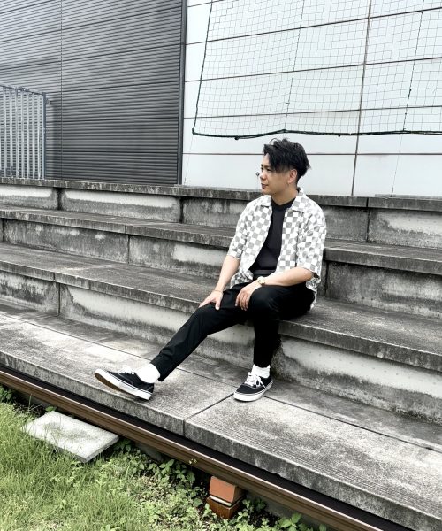 【25SS】チェッカーフラッグシャツコーデ【GRAY】