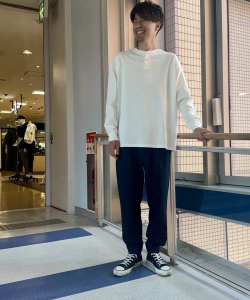 【25AW】ヘンリーネックロンTコーデ【WHITE】