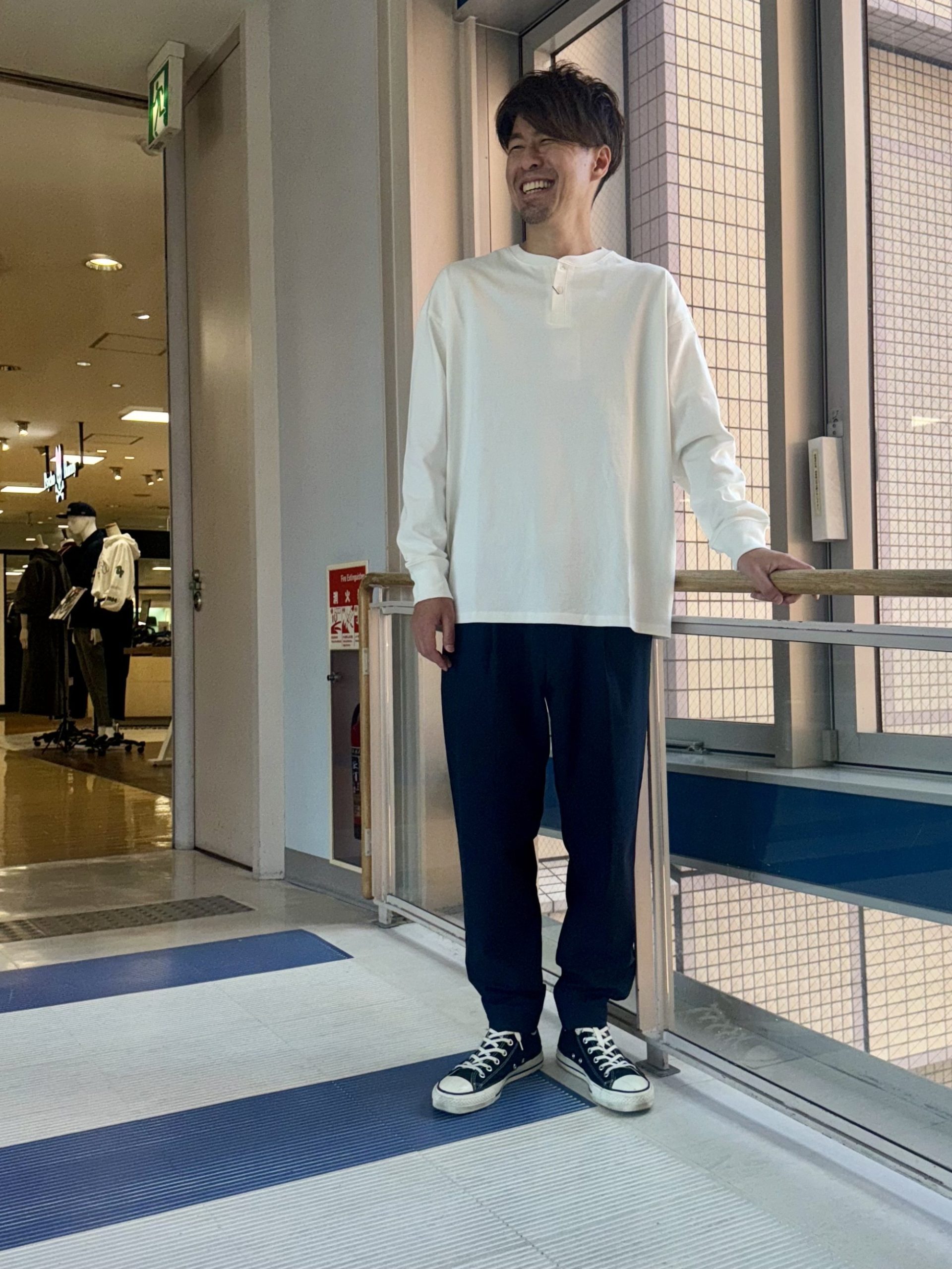 25AW】ヘンリーネックロンTコーデ【WHITE】 – The DUFFER of St.GEORGE