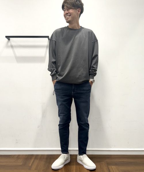 【25AW】ドローコード付き ロンTEEコーデ【CHARCOALGRAY】