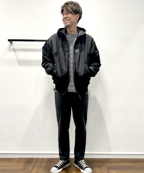【25AW】フーデッドMA-1コーデ【BLACK】