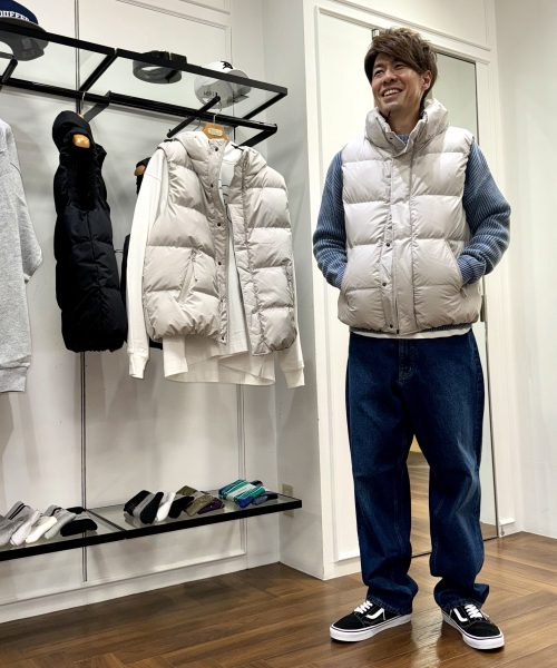 【25AW】アイボリー×ブルーダウンベストコーデ【IVORY】