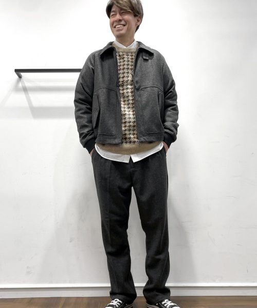 【25AW】千鳥格子柄ニットコーデ【KHAKI】