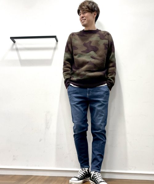 【25AW】迷彩柄 ウッドランドカモ ジャガードニットコーデ【CAMOUFLAGE】