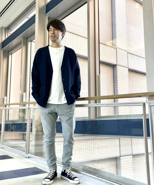 【25AW】ワッフルカーディガンコーデ【NAVY】