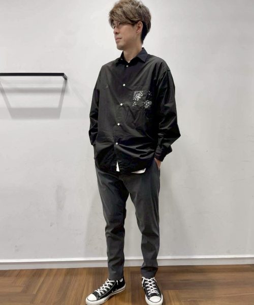 【25AW】ELEPHANT BRAND別注 バンダナ刺繍 シャツコーデ【BLACK】