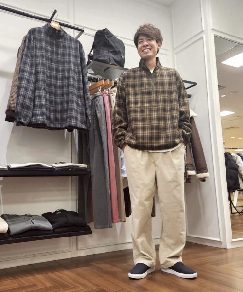 【25AW】スタンドカラー プルオーバーシャツ コーデ【BROWN】