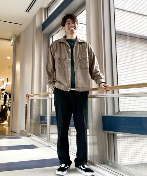 【25AW】フェイクスウェード オープンカラーシャツコーデ【GrayishBeige】