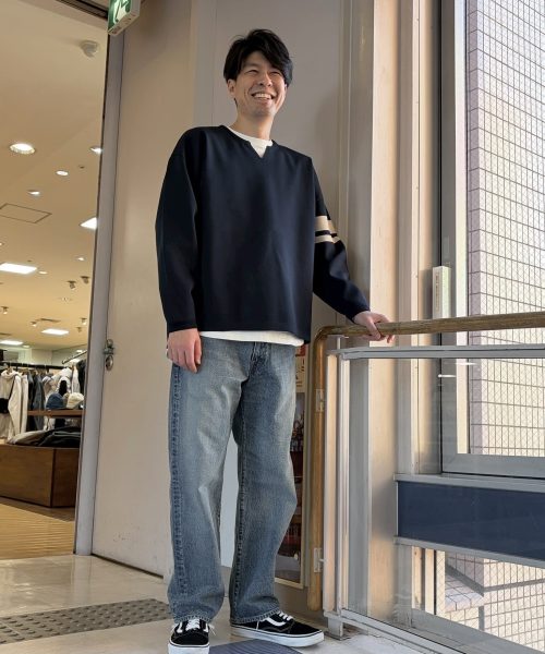 【26SS】キーネックニットコーデ【NAVY】