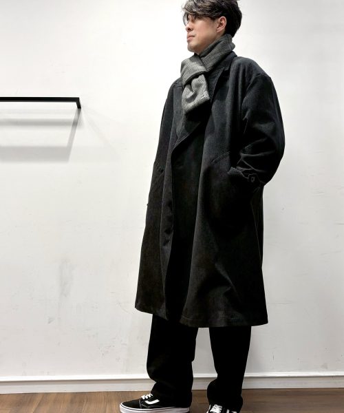 【2025AW】起毛ツイル ロングコートセットアップコーデ【BLACK】