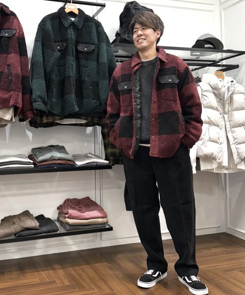 【25AW】タータンチェック ボアフリース コーデ【】